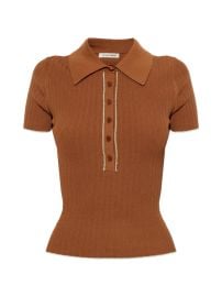 By Malene Birger Benita ribbed-knit Polo Shirt Brown at Farfetch